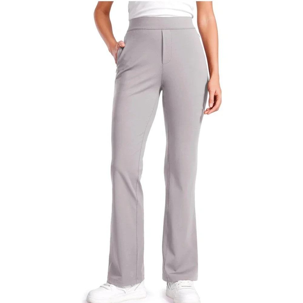 Crz Yoga Purplish-Gray Pull On Athletic Athleisurewear Pants Flare M NWT (28x32)